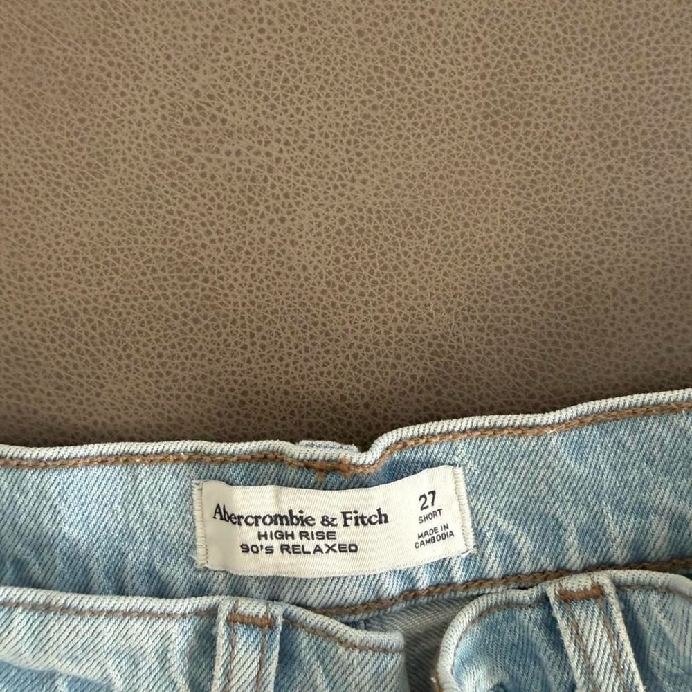 Abercrombie & Fitch Light Blue Ripped Straight Leg Jeans - Picture 3 of 3